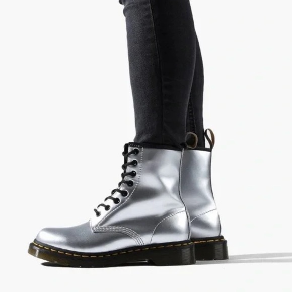 Dr. Martens 1460 Vegan Silver Metallic Chrome Boot - Picture 2 of 11